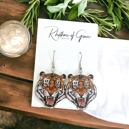 Tiger Earrings - Tiger Jewelry, Handmade Earrings, Handmade Jewelry, Animal Earrings, Tiger Football, Animal Jewelry, Tigers, Tiger Costume