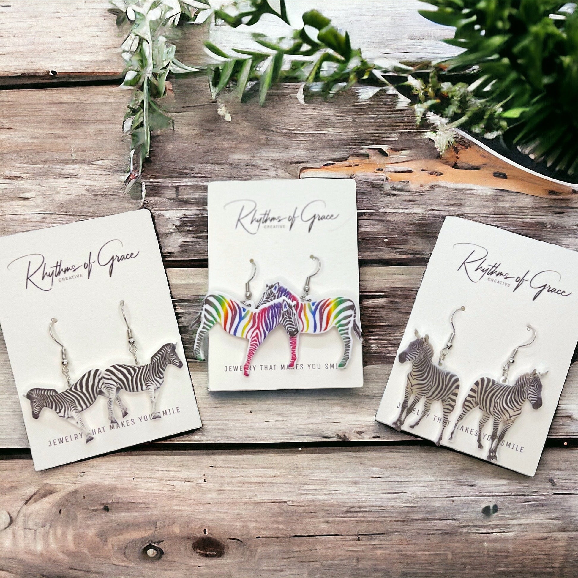 Zebra Earrings - Zebra Jewelry, Handmade Earrings, Handmade Jewelry, Animal Earrings, Animal Jewelry, Zebra Stripes, African Safari