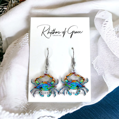 Seashore Earrings - Seashore Jewelry, Jellyfish Earrings, Crab Earrings, Handmade Earrings, Handmade Jewelry, Animal Earrings, Ocean Animal