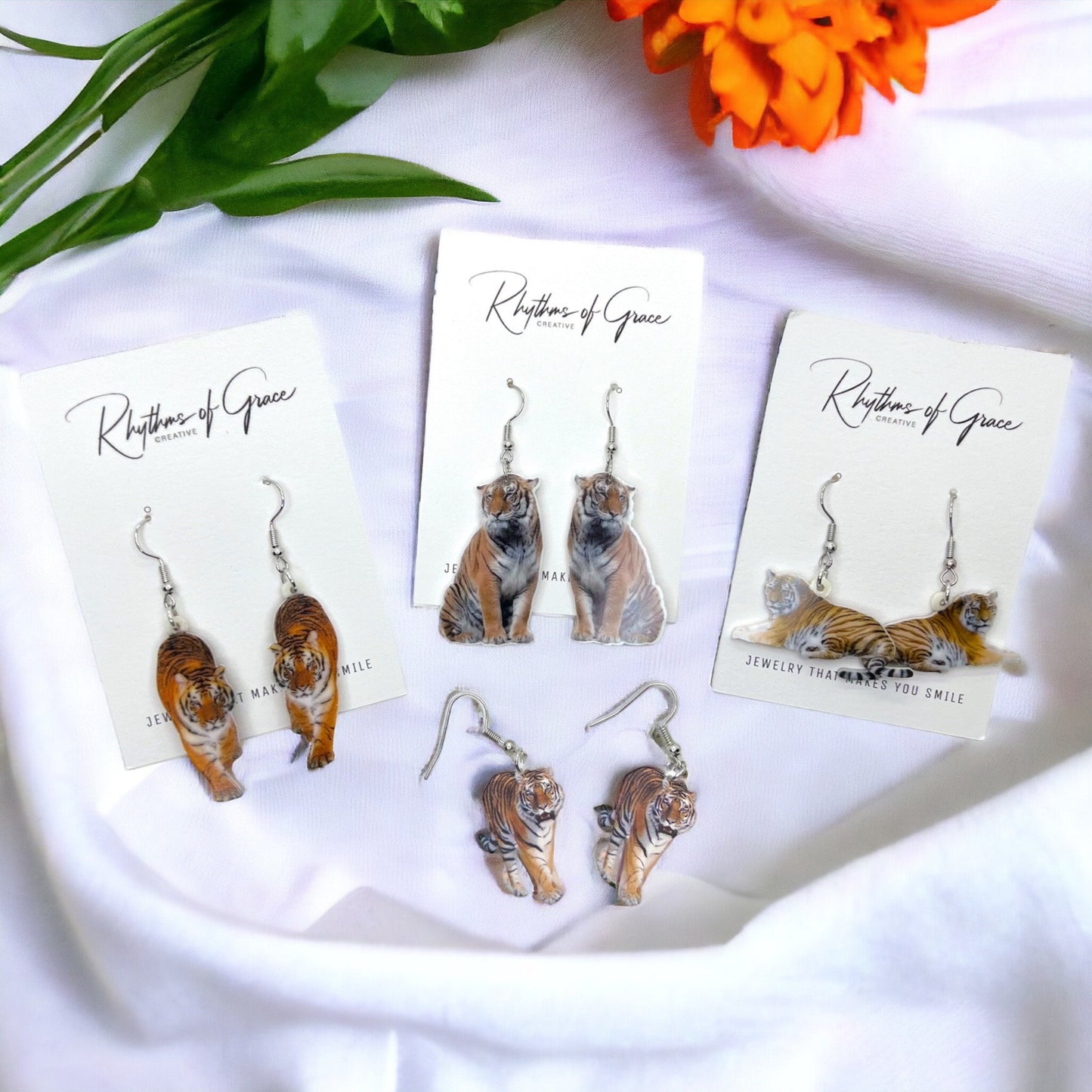 Tiger Earrings - Tiger Jewelry, Handmade Earrings, Handmade Jewelry, Animal Earrings, Tiger Football, Animal Jewelry, Tigers, Tiger Costume