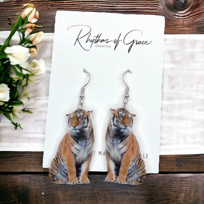 Tiger Earrings - Tiger Jewelry, Handmade Earrings, Handmade Jewelry, Animal Earrings, Tiger Football, Animal Jewelry, Tigers, Tiger Costume