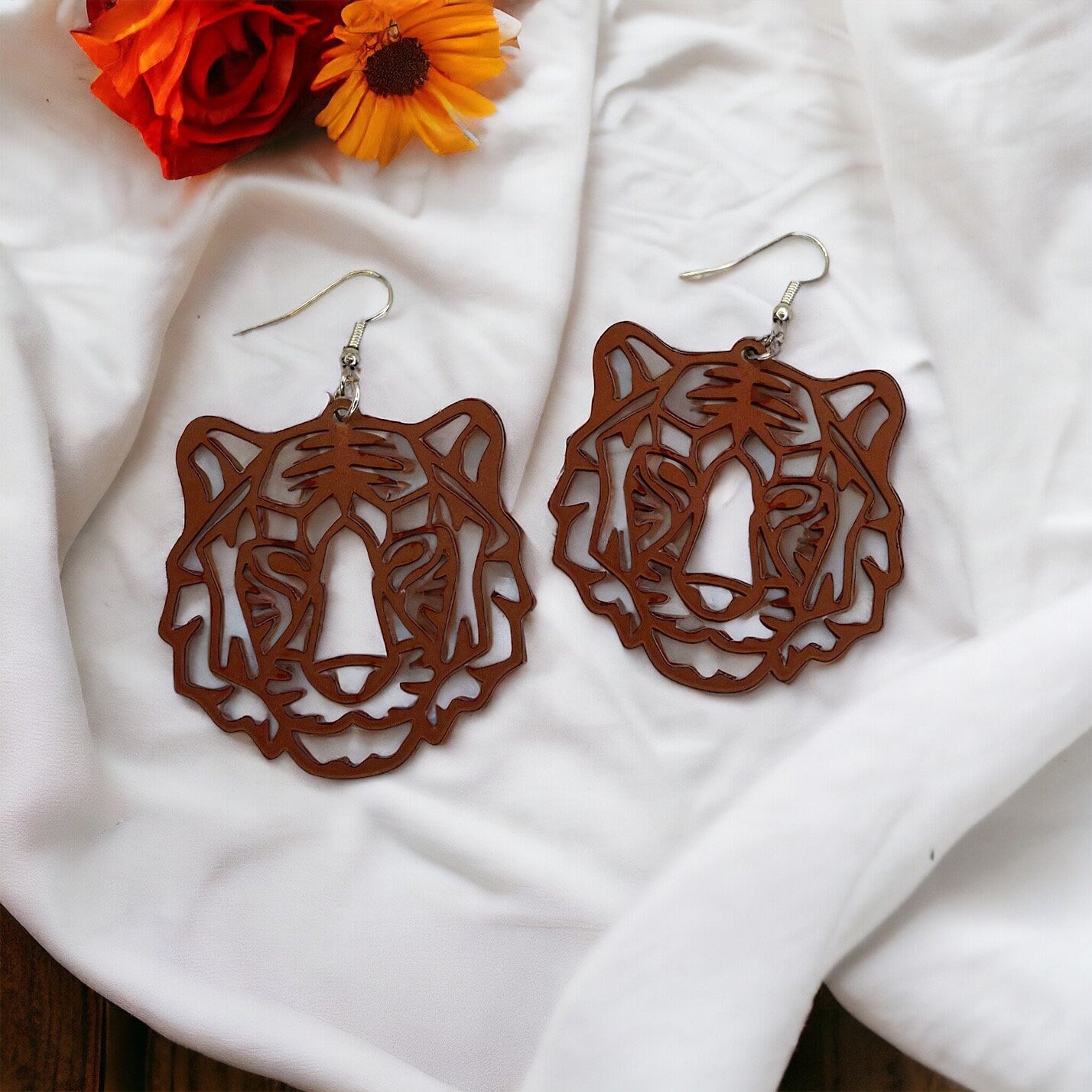 Tiger Earrings - Tiger Jewelry, Handmade Earrings, Handmade Jewelry, Animal Earrings, Tiger Football, Animal Jewelry, Tigers, Tiger Costume