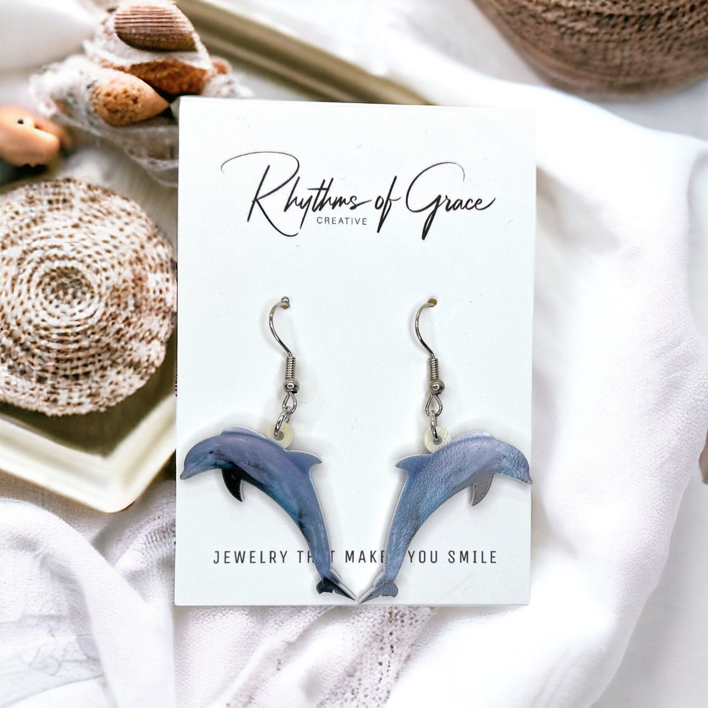 Dolphin Earrings - Dolphin Jewelry, Handmade Earrings, Handmade Jewelry, Animal Earrings, Animal Jewelry, Dolphins, Ocean Animals
