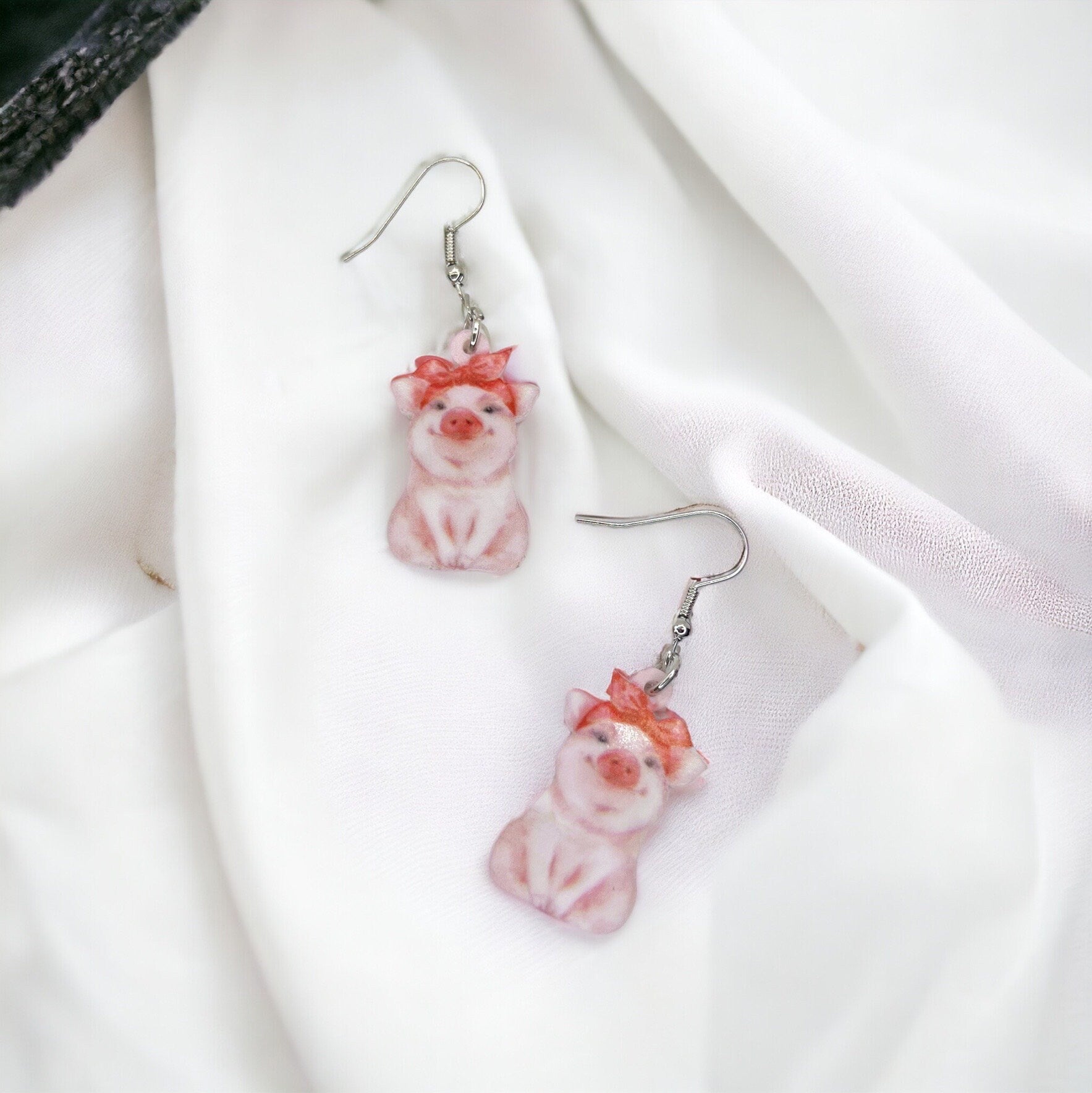 Pig Earrings - Pig Jewelry, Pink Pig, Handmade Earrings, Handmade Jewelry, Animal Earrings, Animal Jewelry, Piggy, Pig Accessories