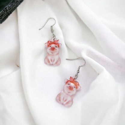 Pig Earrings - Pig Jewelry, Pink Pig, Handmade Earrings, Handmade Jewelry, Animal Earrings, Animal Jewelry, Piggy, Pig Accessories
