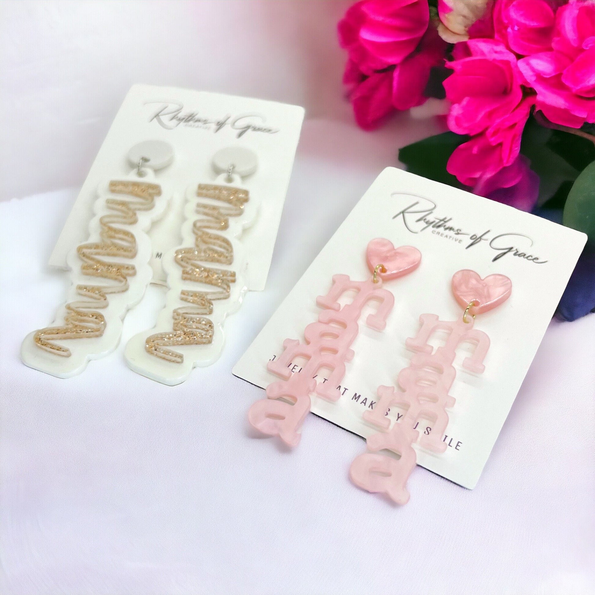 MAMA Earrings - Handmade Earrings, Baby Shower, New Mom, Mother’s Day, Mom Earrings, Momma Earrings, Pregnancy Announcement, Gender Reveal