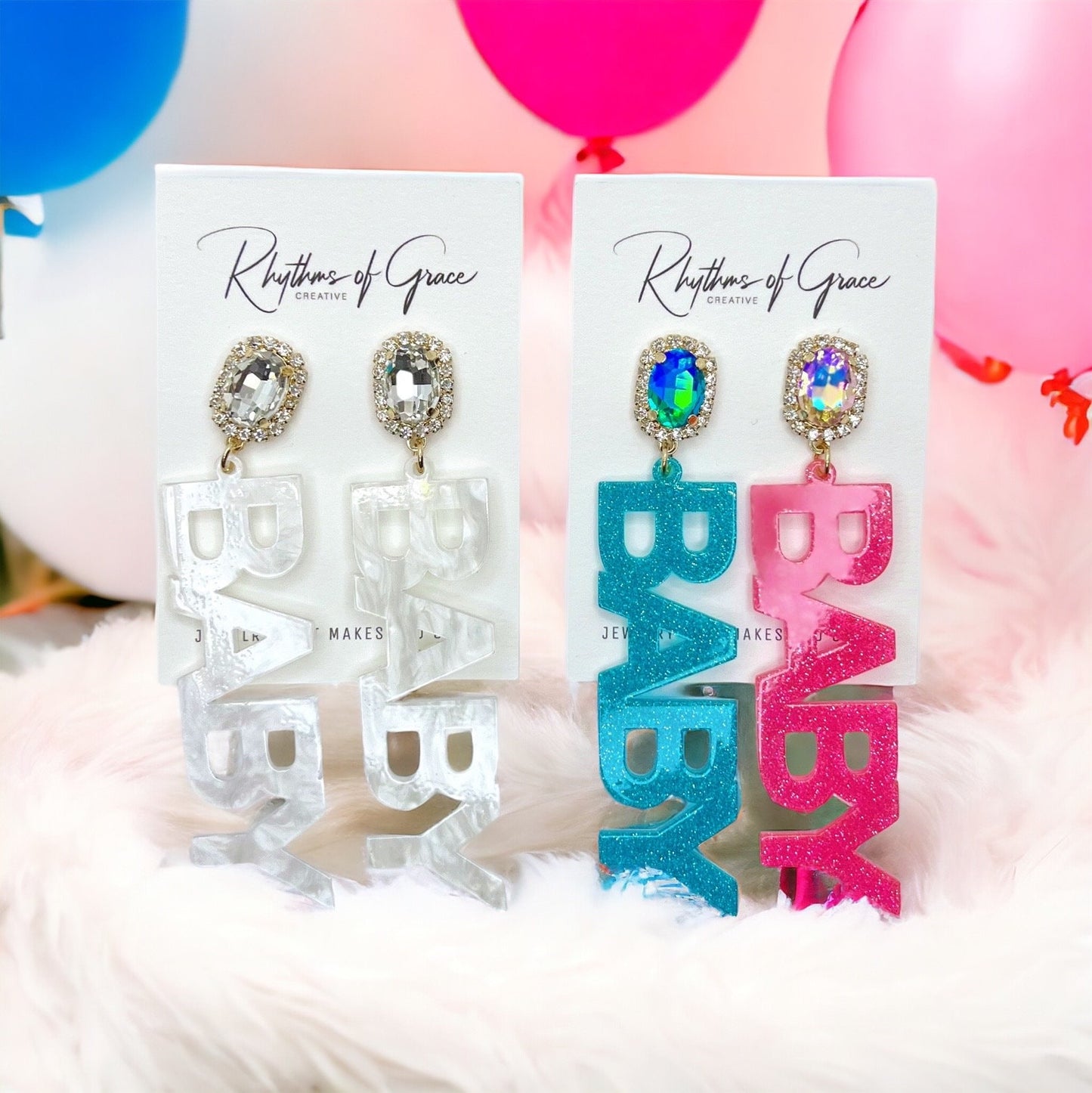Gender Reveal Earrings - Baby Shower, New Mom, Mother’s Day, Mom Earrings, Momma Earrings, Mama Earrings, Team Pink, Team Blue, Pink or Blue