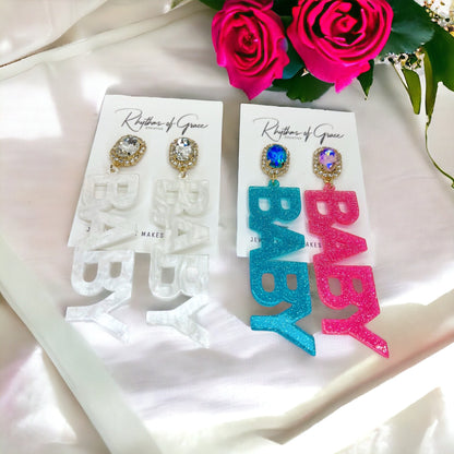 Gender Reveal Earrings - Baby Shower, New Mom, Mother’s Day, Mom Earrings, Momma Earrings, Mama Earrings, Team Pink, Team Blue, Pink or Blue