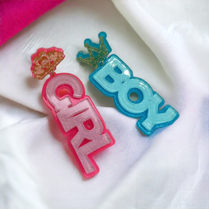 Gender Reveal Earrings - Baby Shower, New Mom, Mother’s Day, Mom Earrings, Momma Earrings, Mama Earrings, Team Pink, Team Blue, Pink or Blue