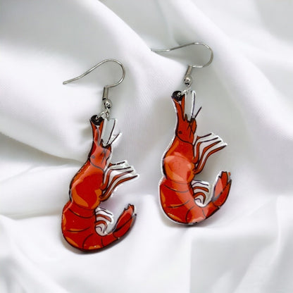 Shrimp Earrings - Shrimp Jewelry, Handmade Earrings, Shrimp Boat, Animal Earrings, Animal Jewelry, Cajun Earrings, Shrimp Accessories, Boil