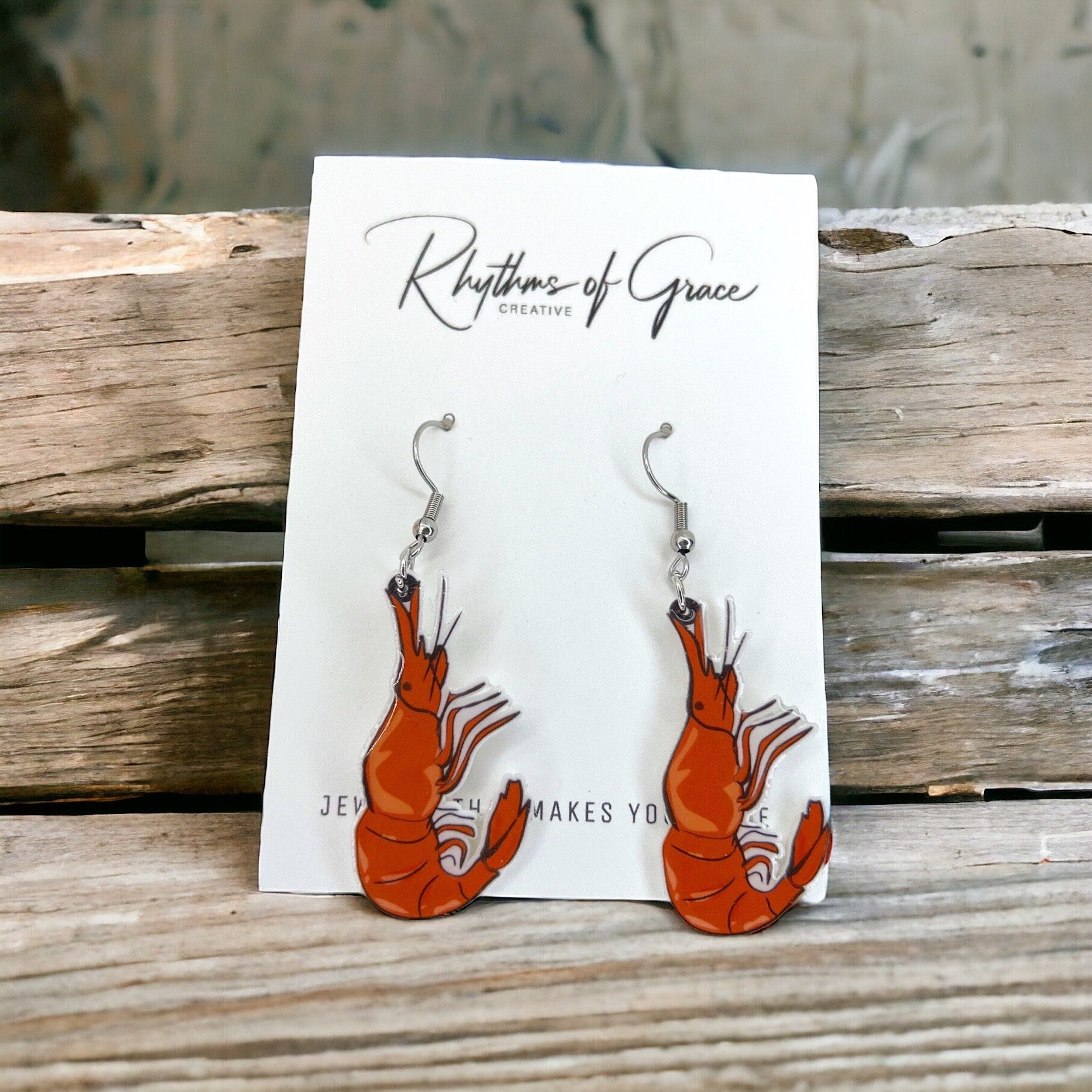 Shrimp Earrings - Shrimp Jewelry, Handmade Earrings, Shrimp Boat, Animal Earrings, Animal Jewelry, Cajun Earrings, Shrimp Accessories, Boil