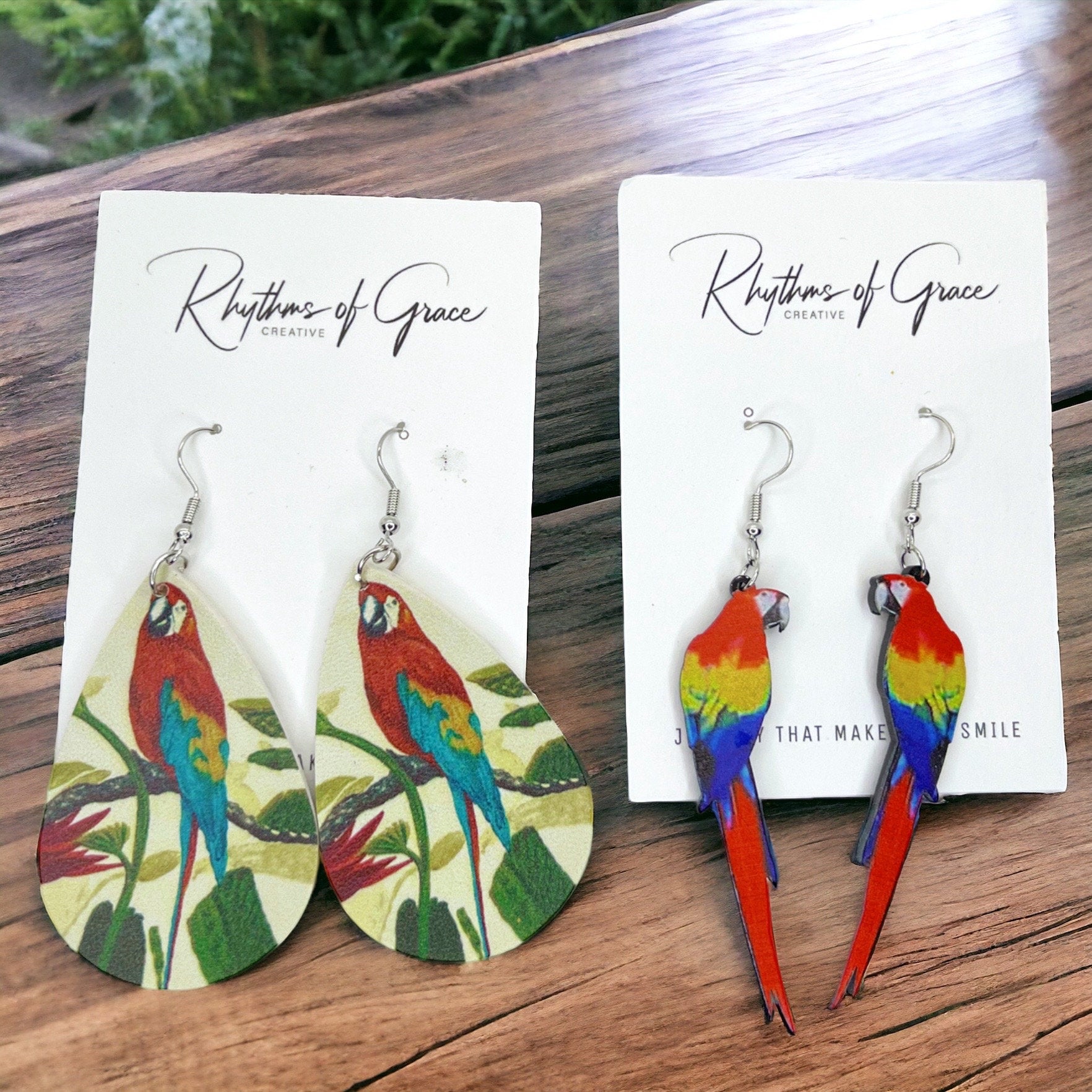 Parrot Earrings - Parrot Jewelry, Handmade Earrings, Macaw Earrings, Animal Earrings, Animal Jewelry, Bird Earrings, Tropical Bird, Island