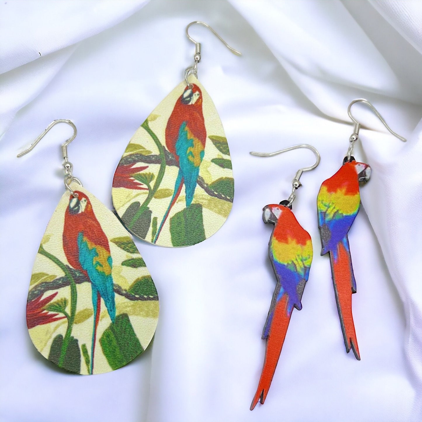 Parrot Earrings - Parrot Jewelry, Handmade Earrings, Macaw Earrings, Animal Earrings, Animal Jewelry, Bird Earrings, Tropical Bird, Island
