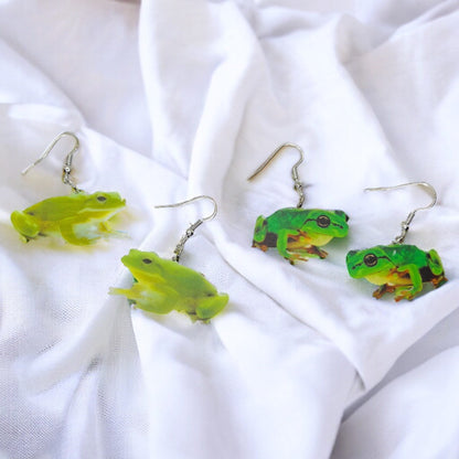Frog Earrings - Frog Jewelry, Handmade Earrings, Tree Frog, Animal Earrings, Animal Jewelry, Frog Accessories, Green Frog, Frog Prince