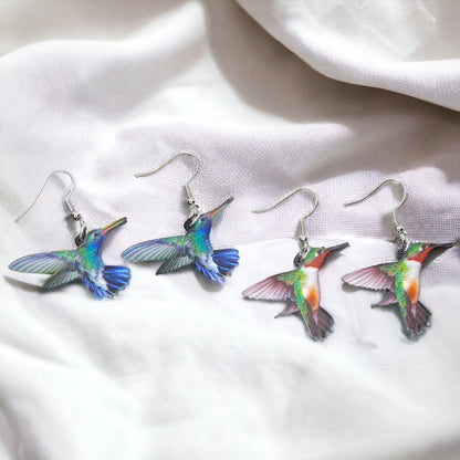 Hummingbird Earrings - Hummingbird Jewelry, Handmade Earrings, Handmade Jewelry, Animal Earrings, Animal Jewelry, Hummingbirds, Red Throat