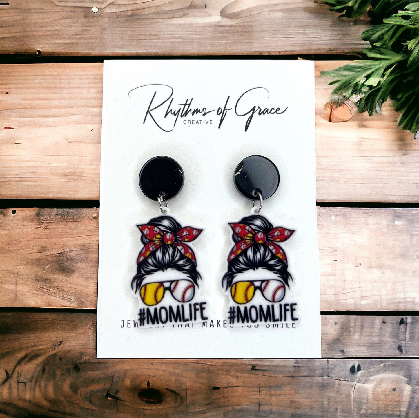 Mom Life Earrings - Handmade Earrings, Baby Shower, Mother’s Day, Mom Earrings, Momma Earrings, Ball Mom, #MomLife, Baseball Mom, Softball