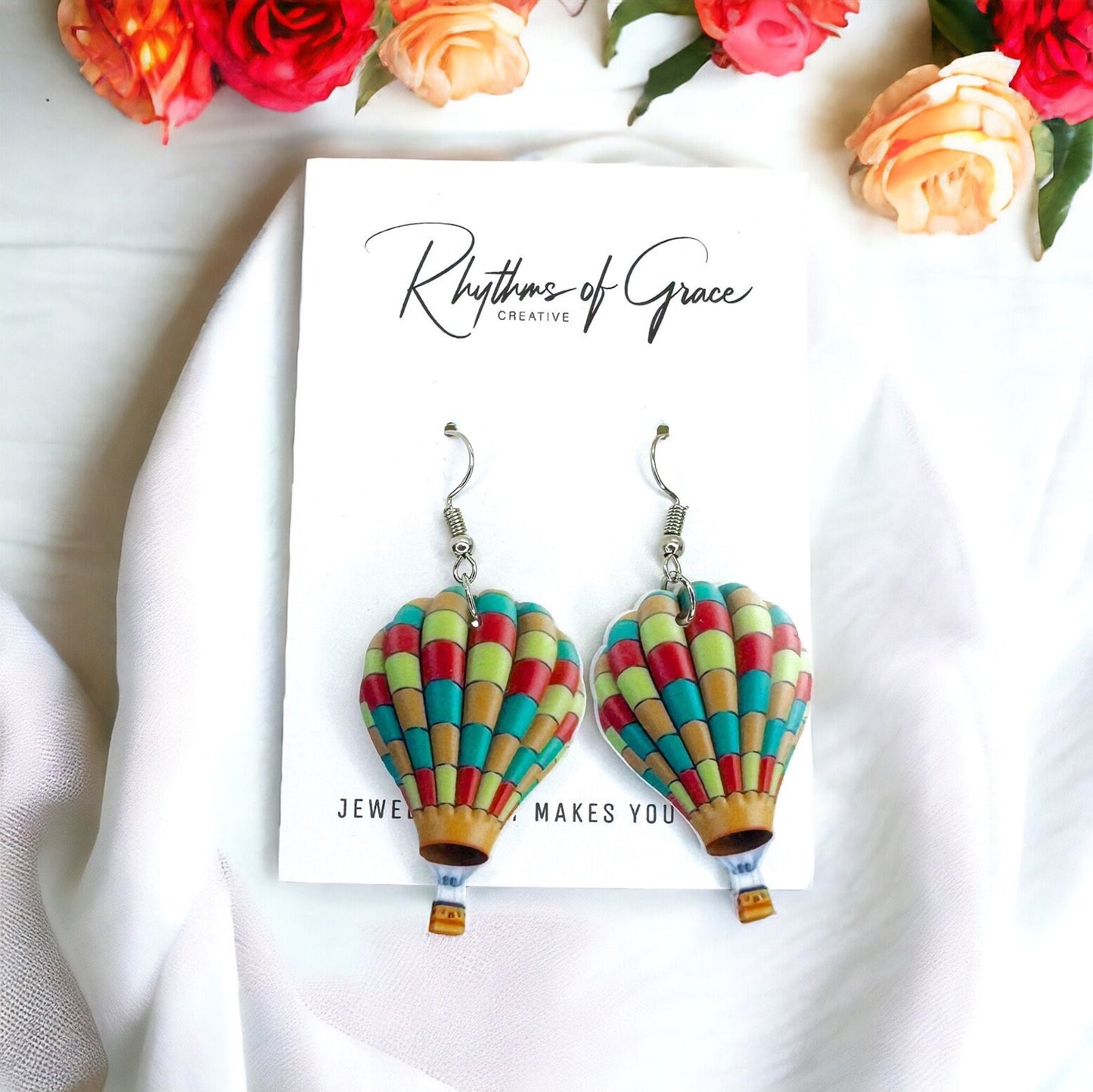 Hot Air Balloon Earrings, Balloon Jewelry, Dangle Earrings, Handmade Earrings, Hot Air Balloon, Balloon Accessories, Handmade Jewelry