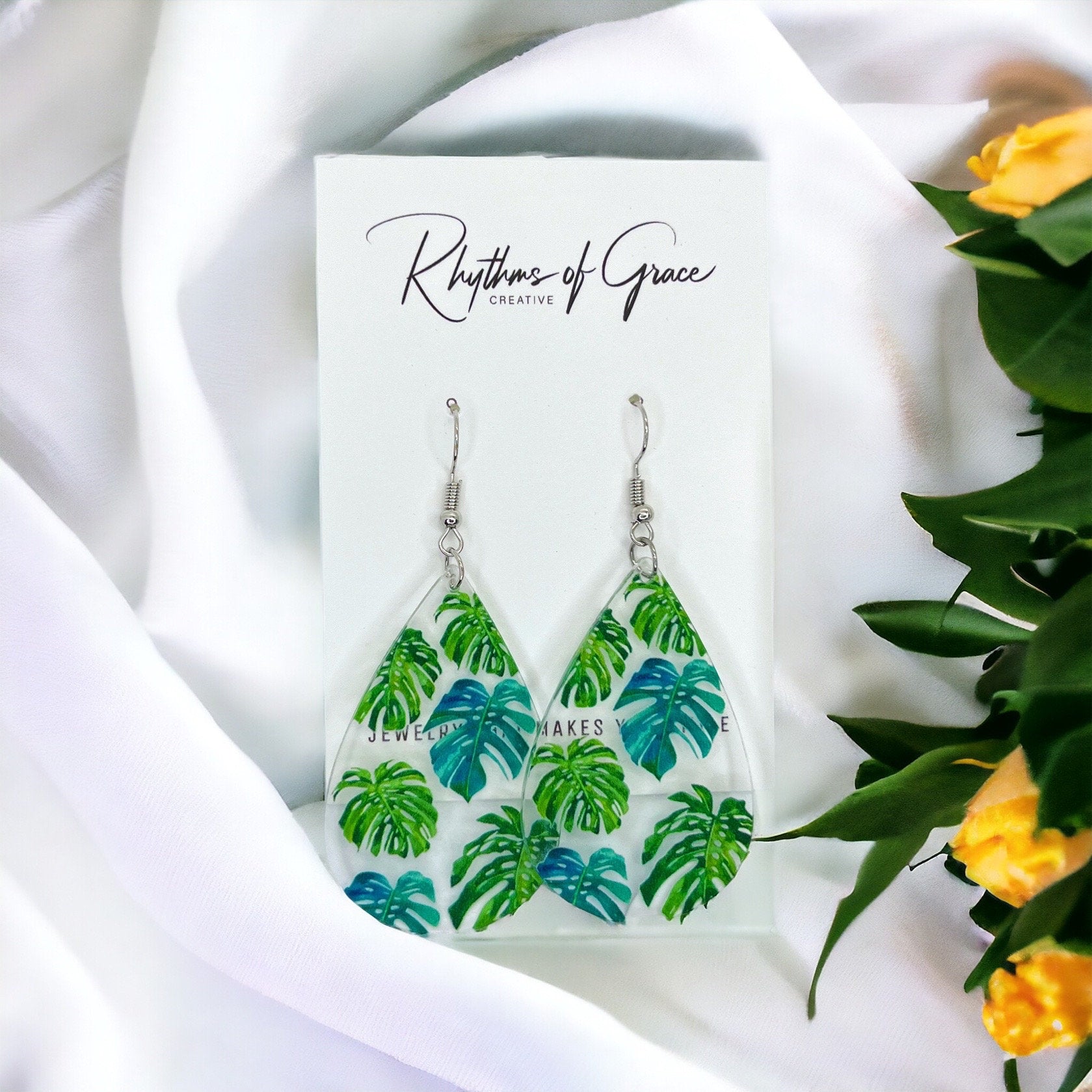 Plant Earrings - Plant Jewelry, Dangle Earrings, Boho Chic, Boho Style, Plant Lady, Bohemian Style, Handmade Earrings, Green Thumb, Plants