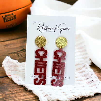 Chiefs Earrings - SuperBowl Earrings, Super Bowl Earrings, Dangle Earrings, Taylor’s Boyfriend, Football Earrings, Super Bowl LVIII, Chiefs