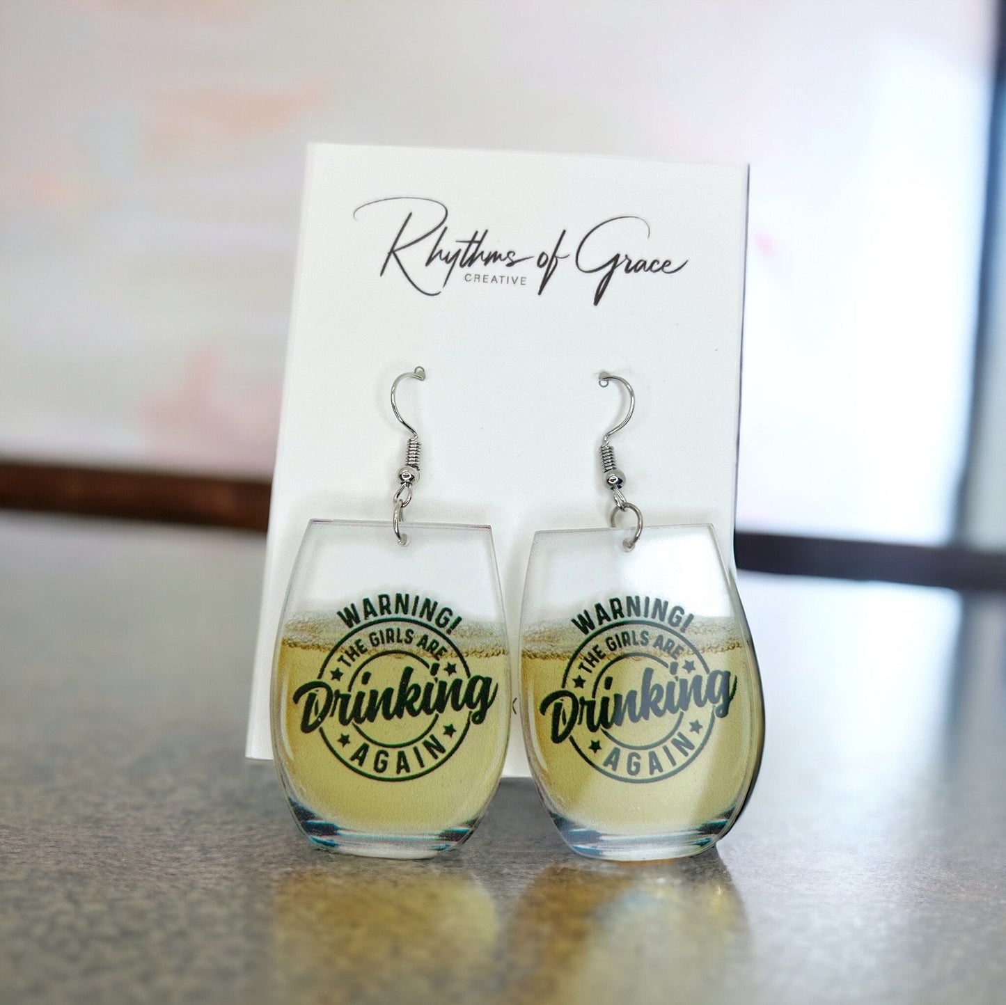 Wine Earrings - Happy Hour, Wine Down, Bachelorette Earrings, Bachelorette Accessories, Drink Earrings, Liquid Therapy, White Wine, Red Wine