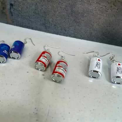 Beer Earrings - Handmade Earrings, Happy Hour, Beer Accessories, Beer Koozie, Beer Can, Beer Jewelry, Handmade Earrings, Drink Earrings