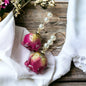 Dried Rose Earrings - Deied Flowers, Easter Earrings, Handmade Earrings, Dried Flower Earrings, Dried Flower Jewelry, Floral Accessories
