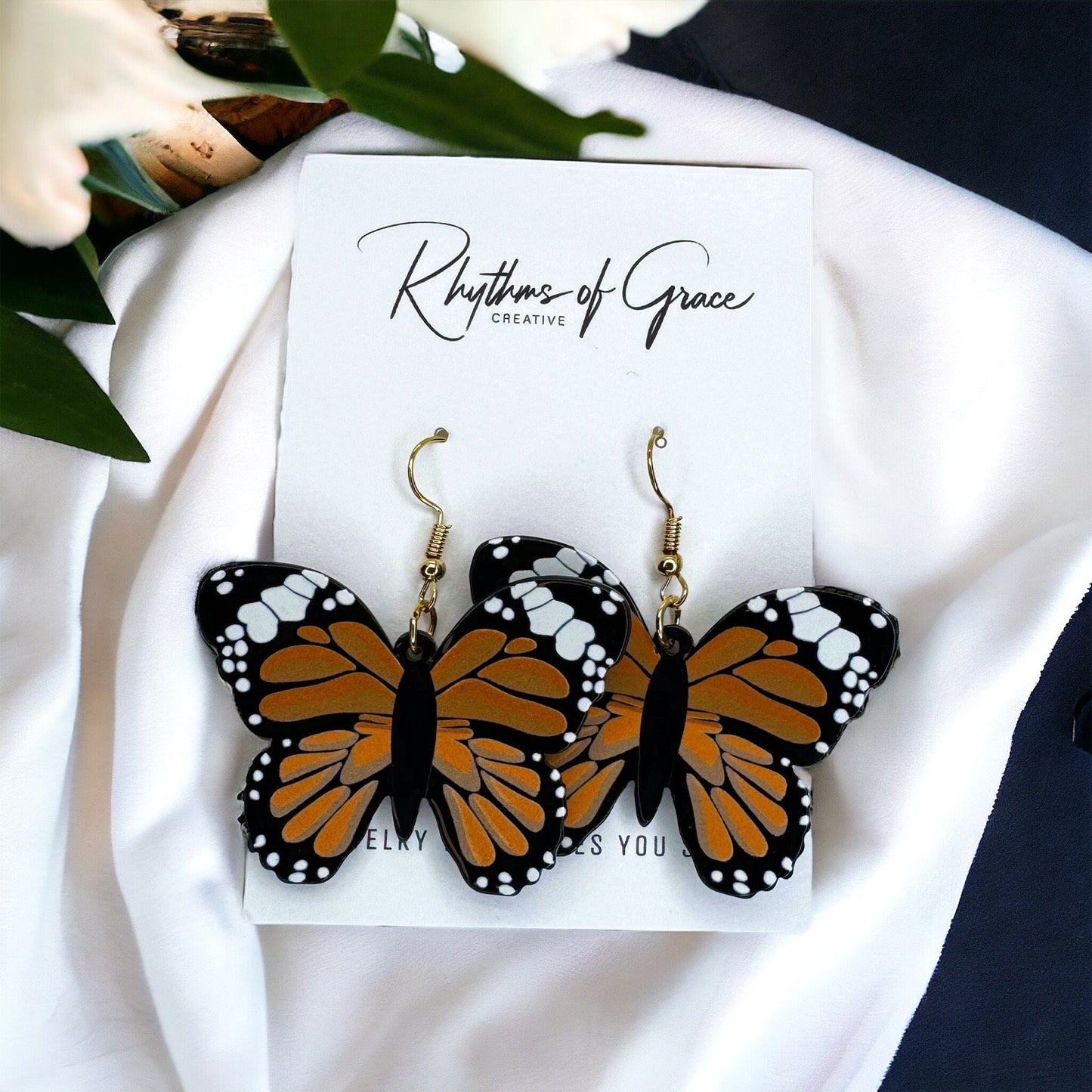 Butterfly Earrings - Easter Earrings, Handmade Earrings, Butterfly Jewelry, Butterfly Accessories, Easter Accessories, Monarch Butterfly
