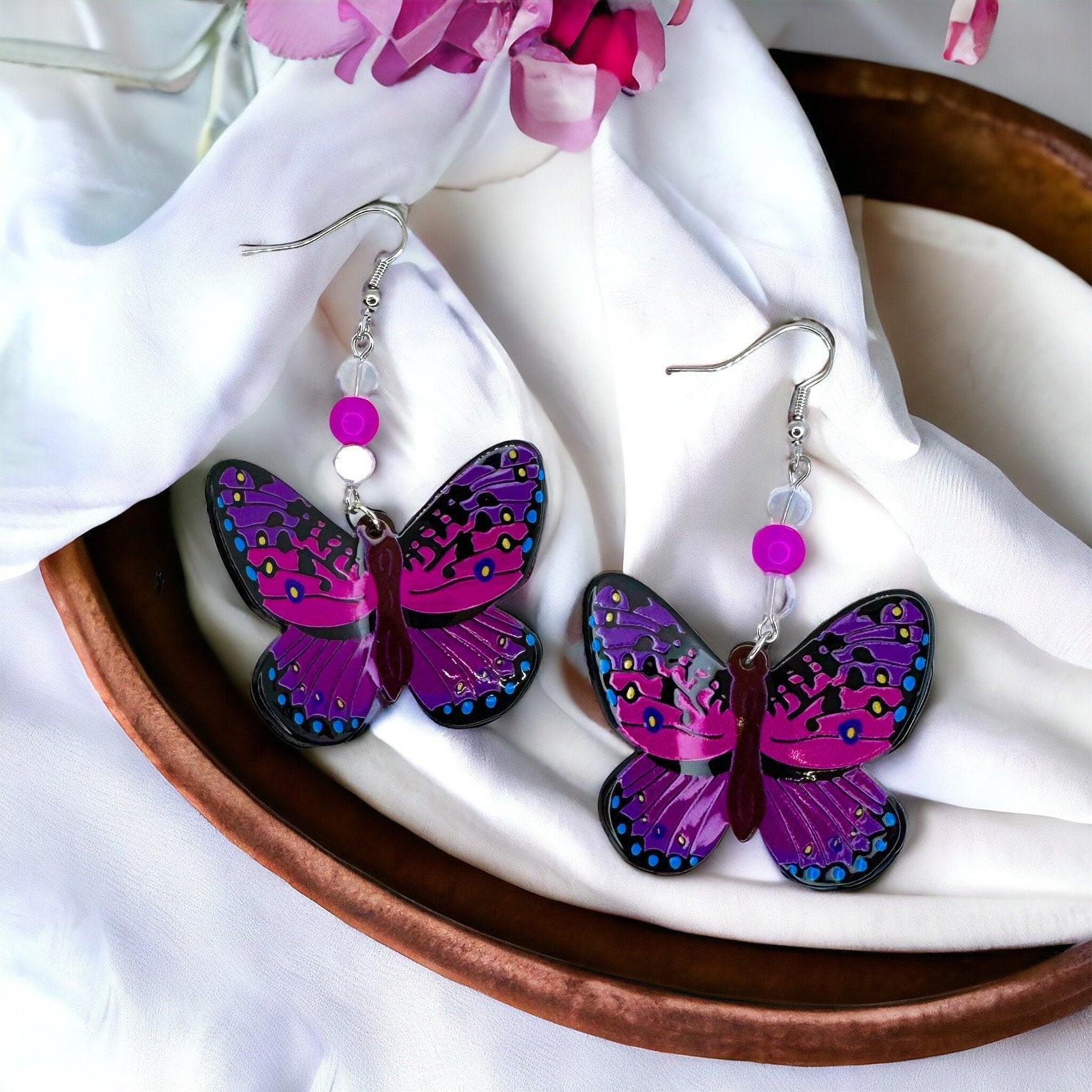 Butterfly Earrings - Easter Earrings, Handmade Earrings, Butterfly Jewelry, Butterfly Accessories, Easter Accessories, Monarch Butterfly