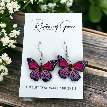 Butterfly Earrings - Easter Earrings, Handmade Earrings, Butterfly Jewelry, Butterfly Accessories, Easter Accessories, Monarch Butterfly