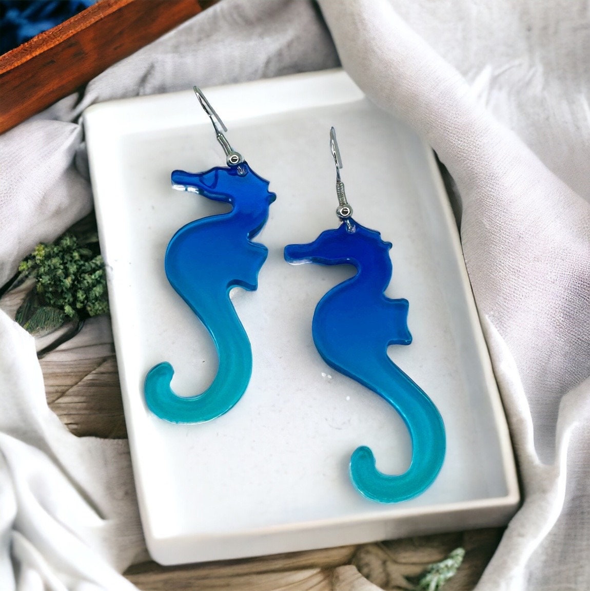 Seahorse Earrings - Seahorse Jewelry, Ocean Earrings, Seashore Earrings, Handmade Earrings, Handmade Jewelry, Animal Earrings, Ocean Animal