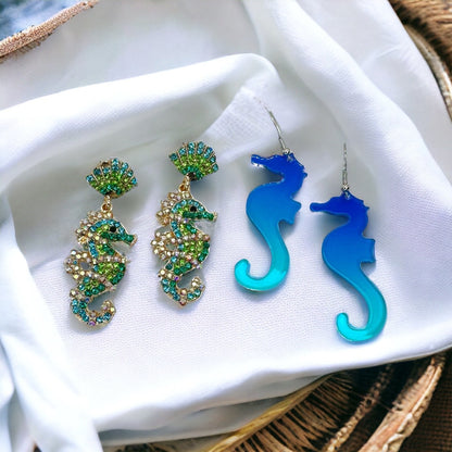 Seahorse Earrings - Seahorse Jewelry, Ocean Earrings, Seashore Earrings, Handmade Earrings, Handmade Jewelry, Animal Earrings, Ocean Animal