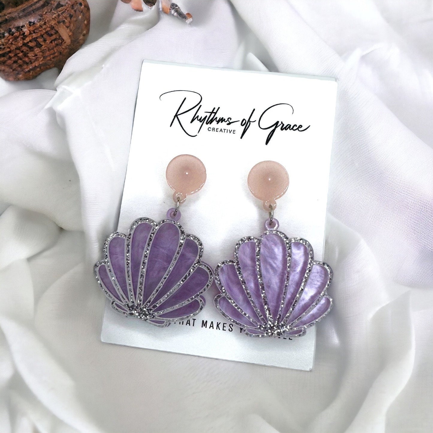 Seashell Earrings - Seashell Jewelry, Beaded Earrings, Handmade Earrings, Handmade Jewelry, Shell Earrings, Shell Jewelry, Seashore Decor
