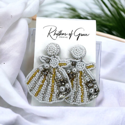 Seashell Earrings - Seashell Jewelry, Beaded Earrings, Handmade Earrings, Handmade Jewelry, Shell Earrings, Shell Jewelry, Seashore Decor